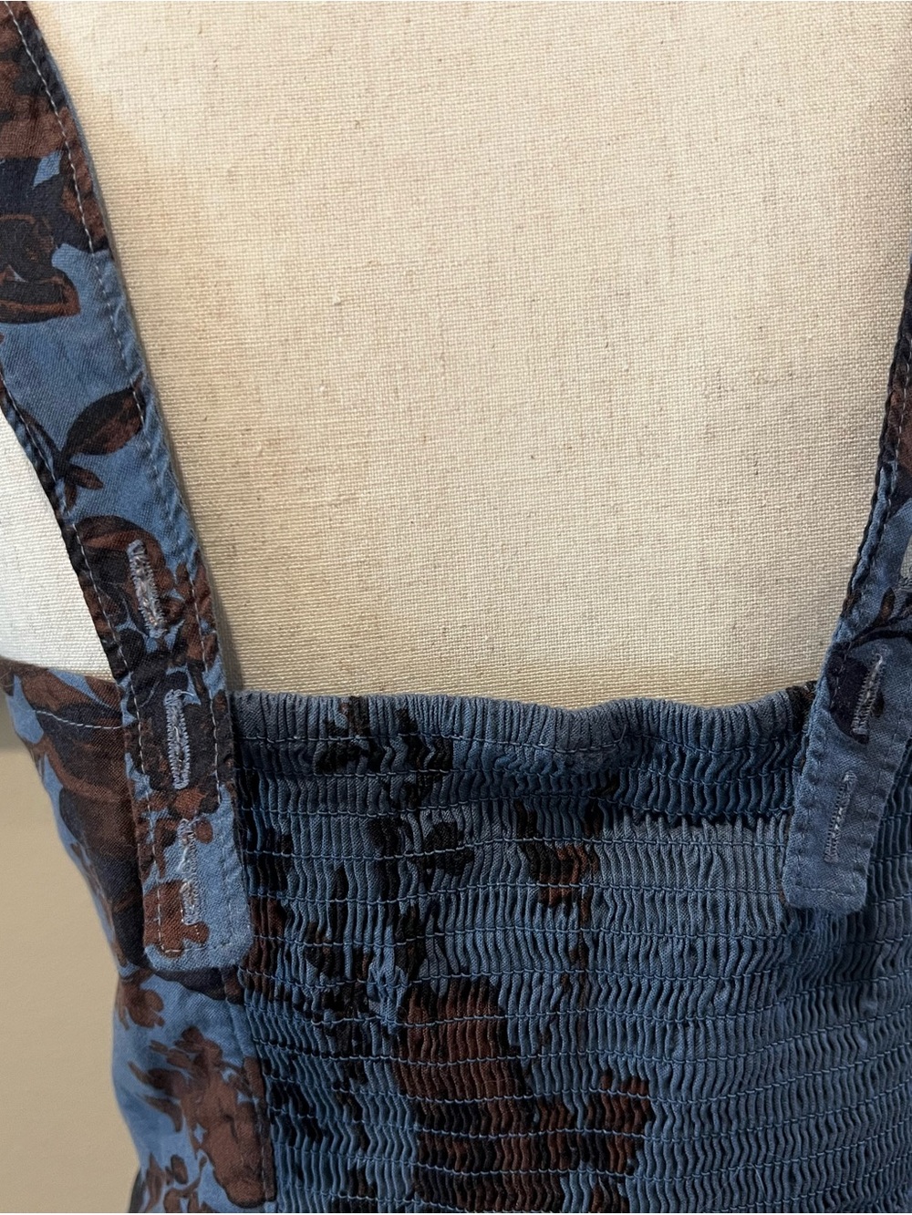 Free People Blue Floral Midi Dress with Brown Blooms - Picture 12 of 13